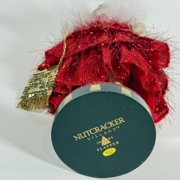 Nutcracker Village Flapper Figurine Red Dress Faux Fur Shawl Vintage - Picture 13 of 15